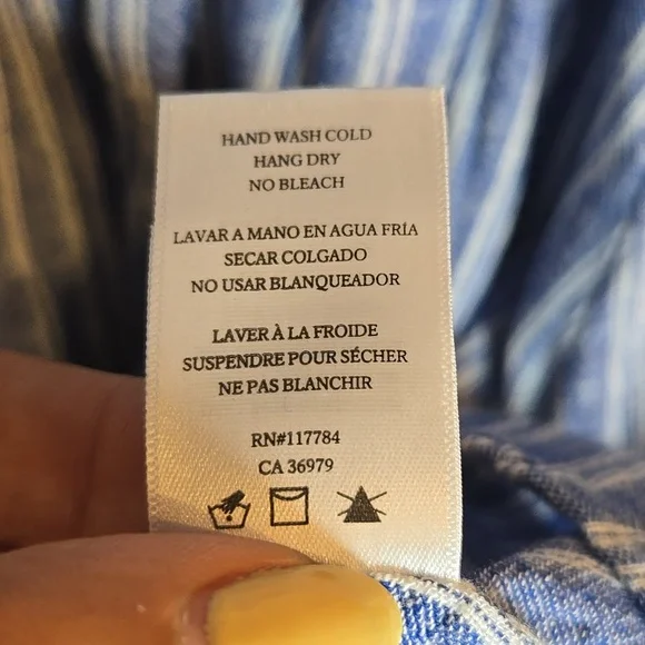 Rails Angelina Linen Rayon Cascade Pin Striped Smocked Waist Mini Dress NWOT - Picture 8 of 16